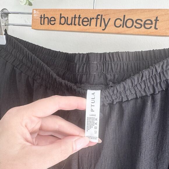 P’TULA Active Black barrel leg baggy cargo jogger Large TS - Picture 3 of 4